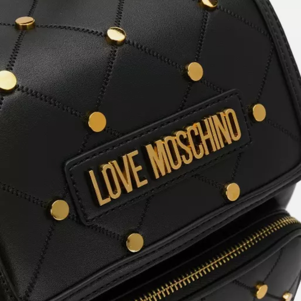 Love Moschino Black and Gold Quilted Backpack